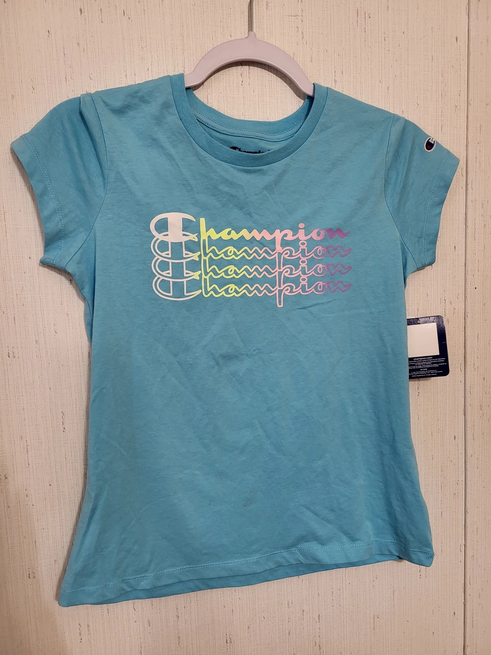 Girls Champion Blue Cap Sleeve Tshirt Size Large NWT Athletic Wear